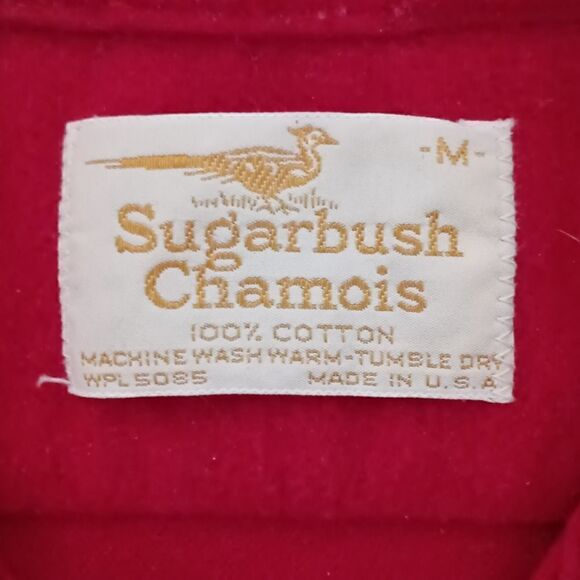 Vintage Sugarbush Chamois Shirt M Mens Red Flannel USA 70s 80s Button Front - Picture 2 of 14